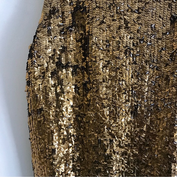 French Connection US 6 Gold Sequin Shimmer tank top party New Years Bejeweled - Picture 9 of 11